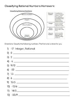 classifying rational numbers worksheet with answers